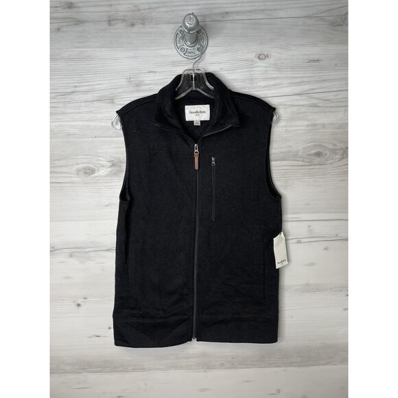 Goodfellow & Co Vest Mens Small Black Full Zip Fleece Mock Neck Zip Pocket Soft - Picture 1 of 9